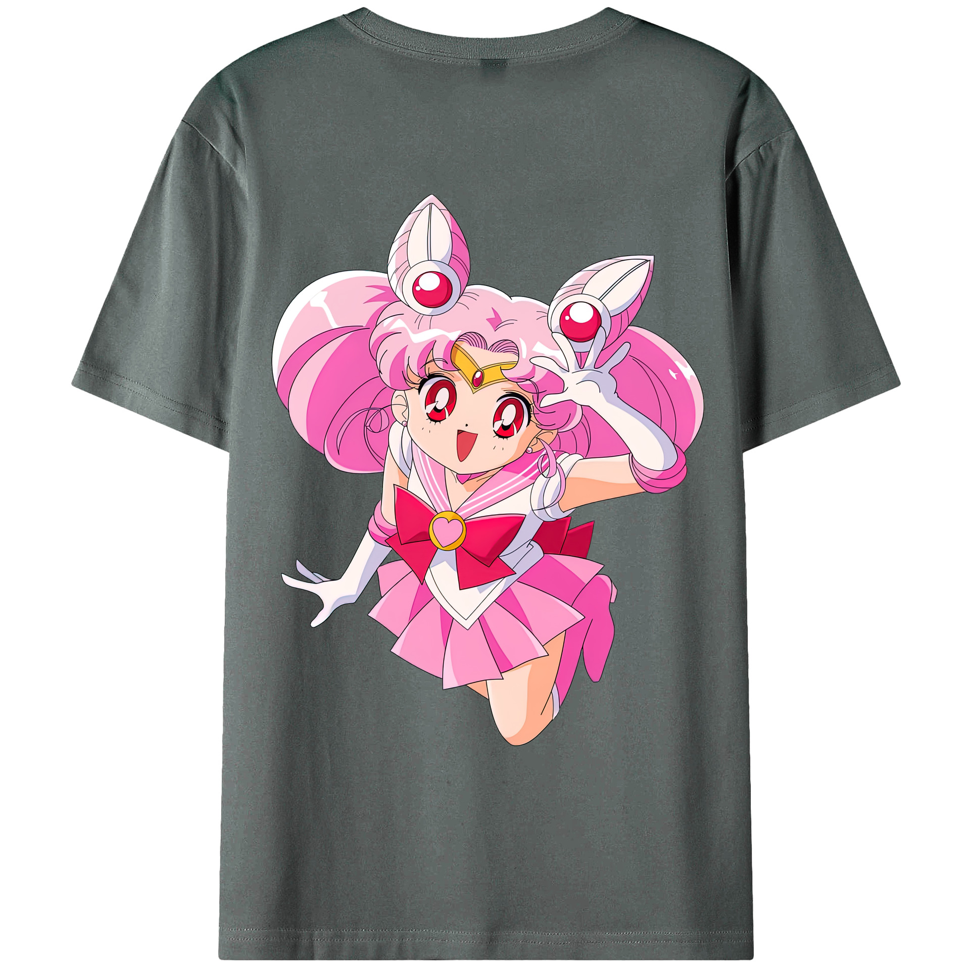 （画像用） 美少女戦士セーラームーン ちびうさ Sailor Moon Chibiusa Tsukino Usagi Small Lady Serenity 綿100％ メンズ半袖Tシャツ（バックプリント） 通気性